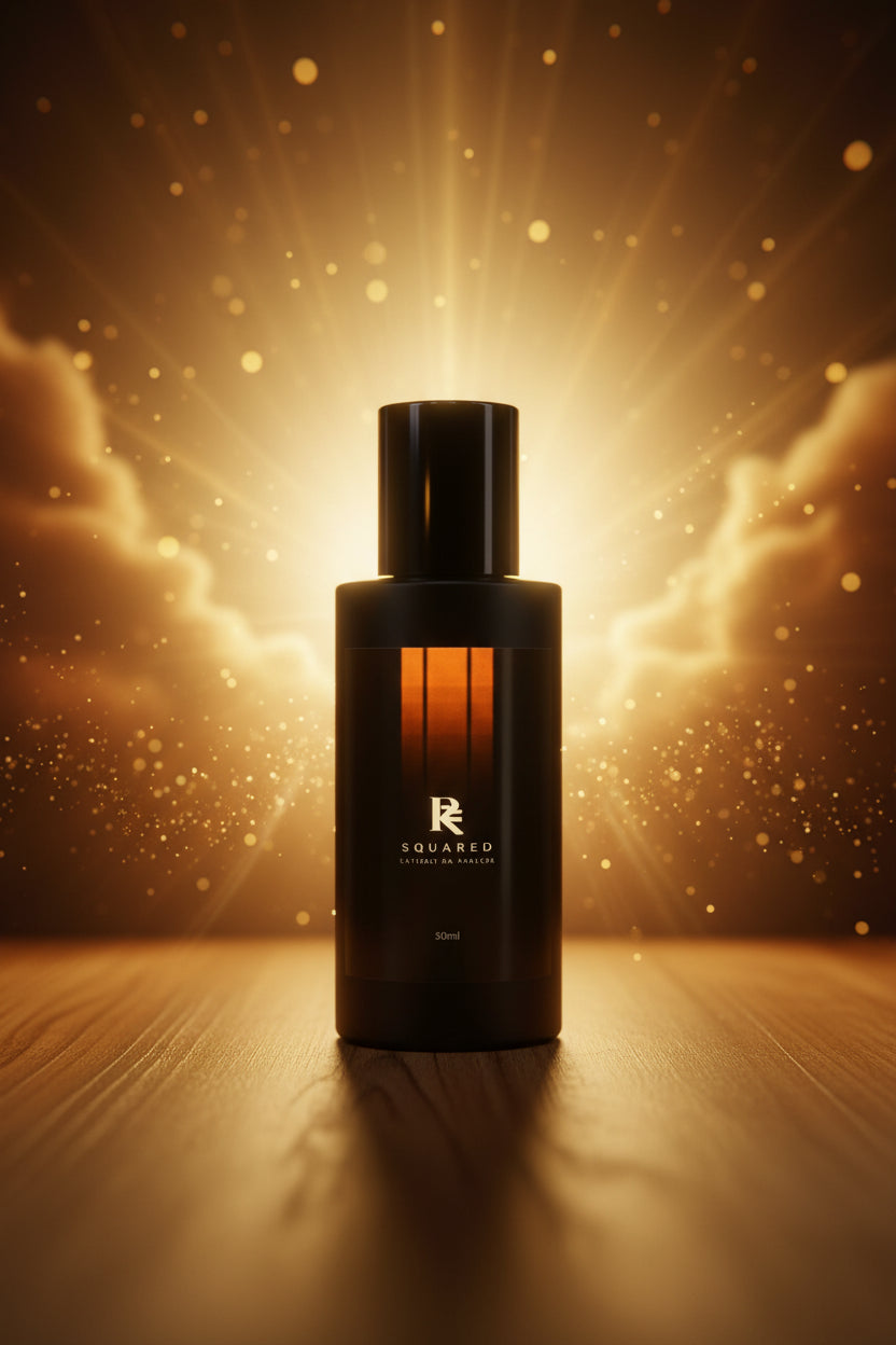 Crimson raspberry rose sandalwood perfume bottle by R Squared