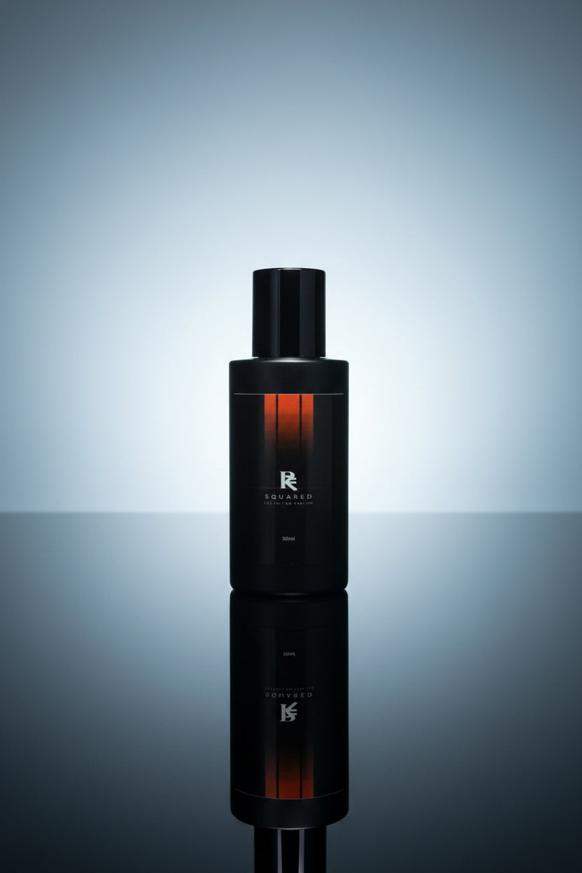 Expanse cold ginger amber cologne bottle by R Squared